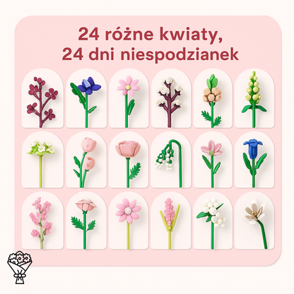 Klockowy kalendarz adwentowy – bukiet kwiatów